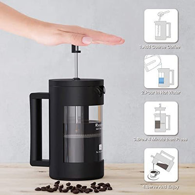 Portable French Press Coffee Maker | BPA-Free, Dishwasher Safe, 12oz & 21oz